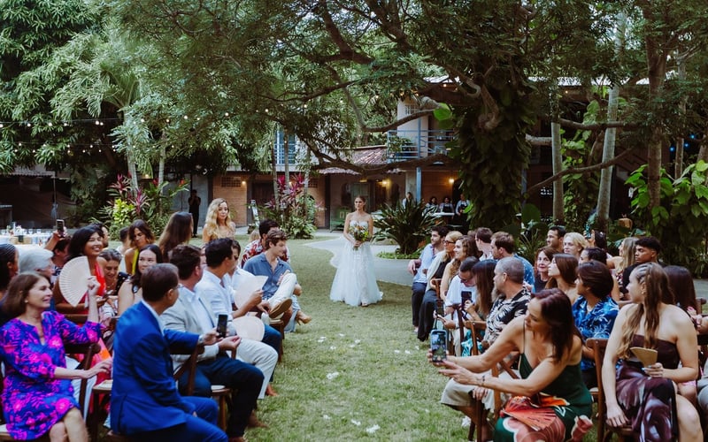 Bride walking down the aisle